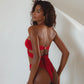 Palmeira Swimwear Set In Red Lava