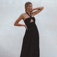 Penelope Halter Linen Maxi Dress In Black