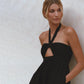Penelope Halter Linen Maxi Dress In Black
