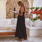 Penelope Halter Linen Maxi Dress In Black