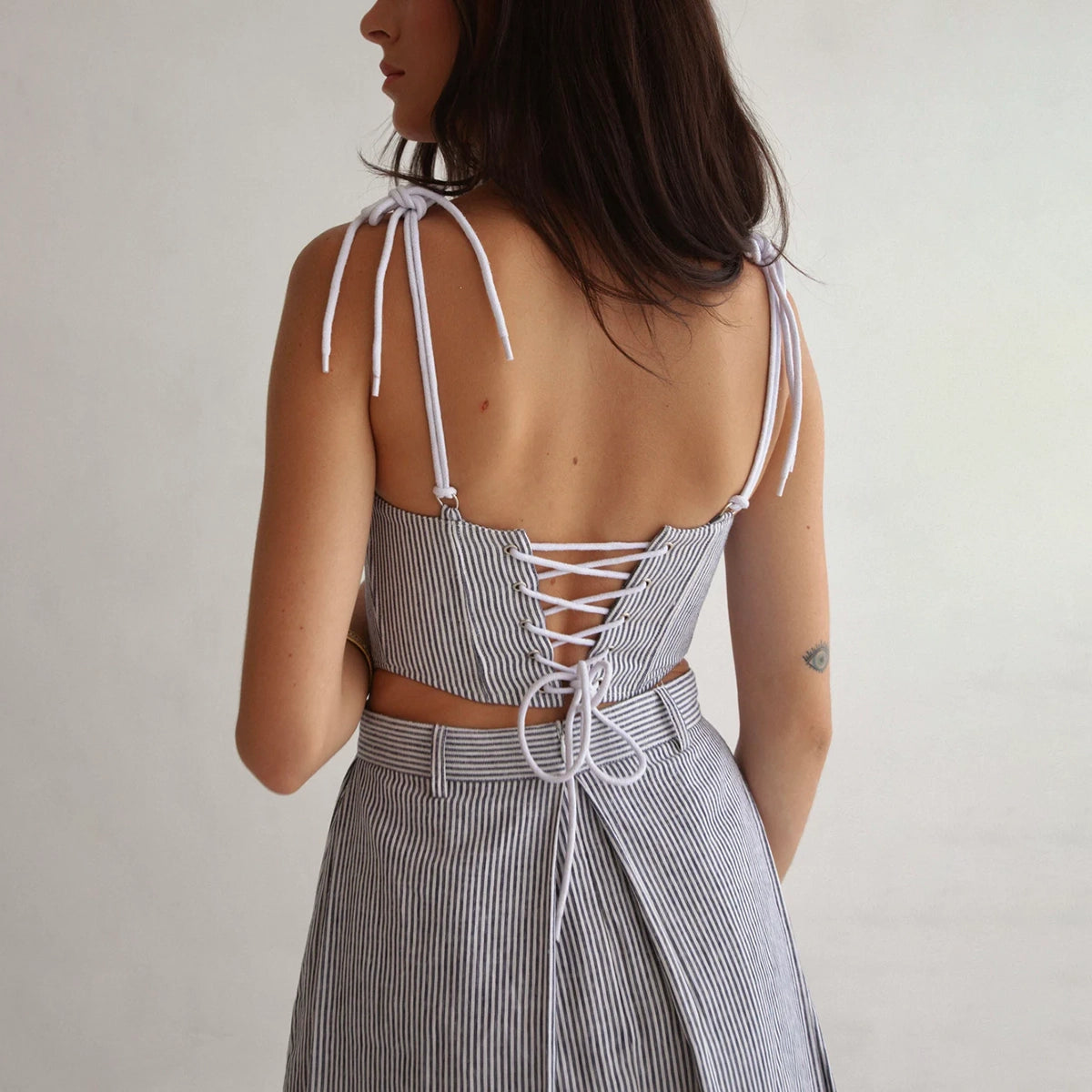 DITA CORSET GREY AND WHITE STRIPES