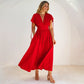 Rafina Goddes Cotton Maxi Dress In Red