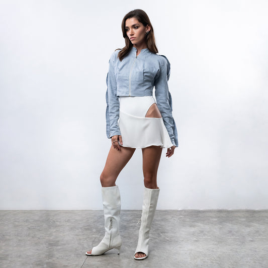 BOMBER JACKET LINEN IN BLUE