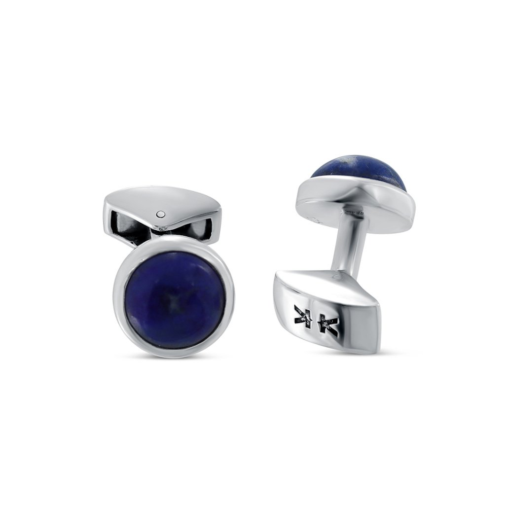 Cuff-links - Round Lapis - IKKU Jewelry