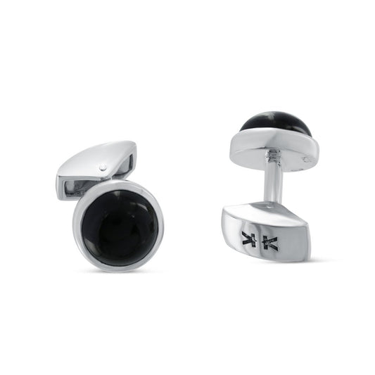 Cuff-links - Round Onyx - IKKU Jewelry