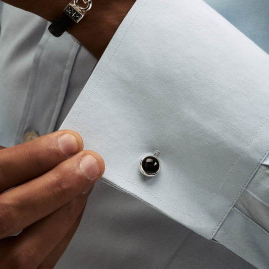 Cuff-links - Round Onyx - IKKU Jewelry