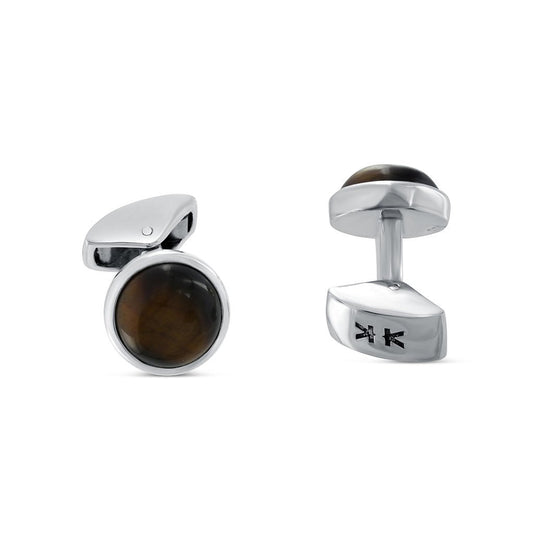 Cuff-links - Round Tiger Eye - IKKU Jewelry