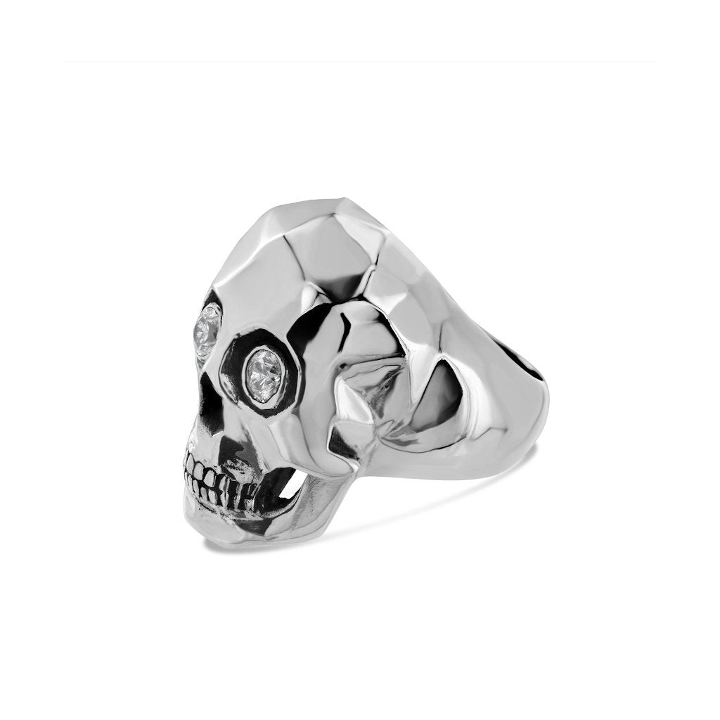 Ring - Skull Faceted White Zircons - IKKU Jewelry