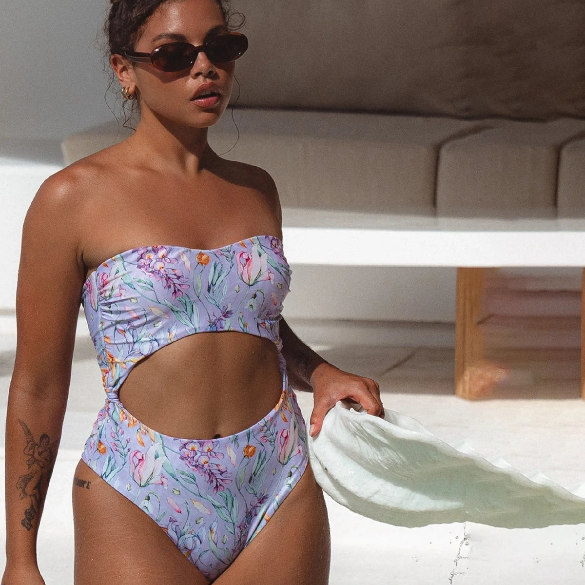 San Leo Cut-out One Piece Swimwear In Botanica