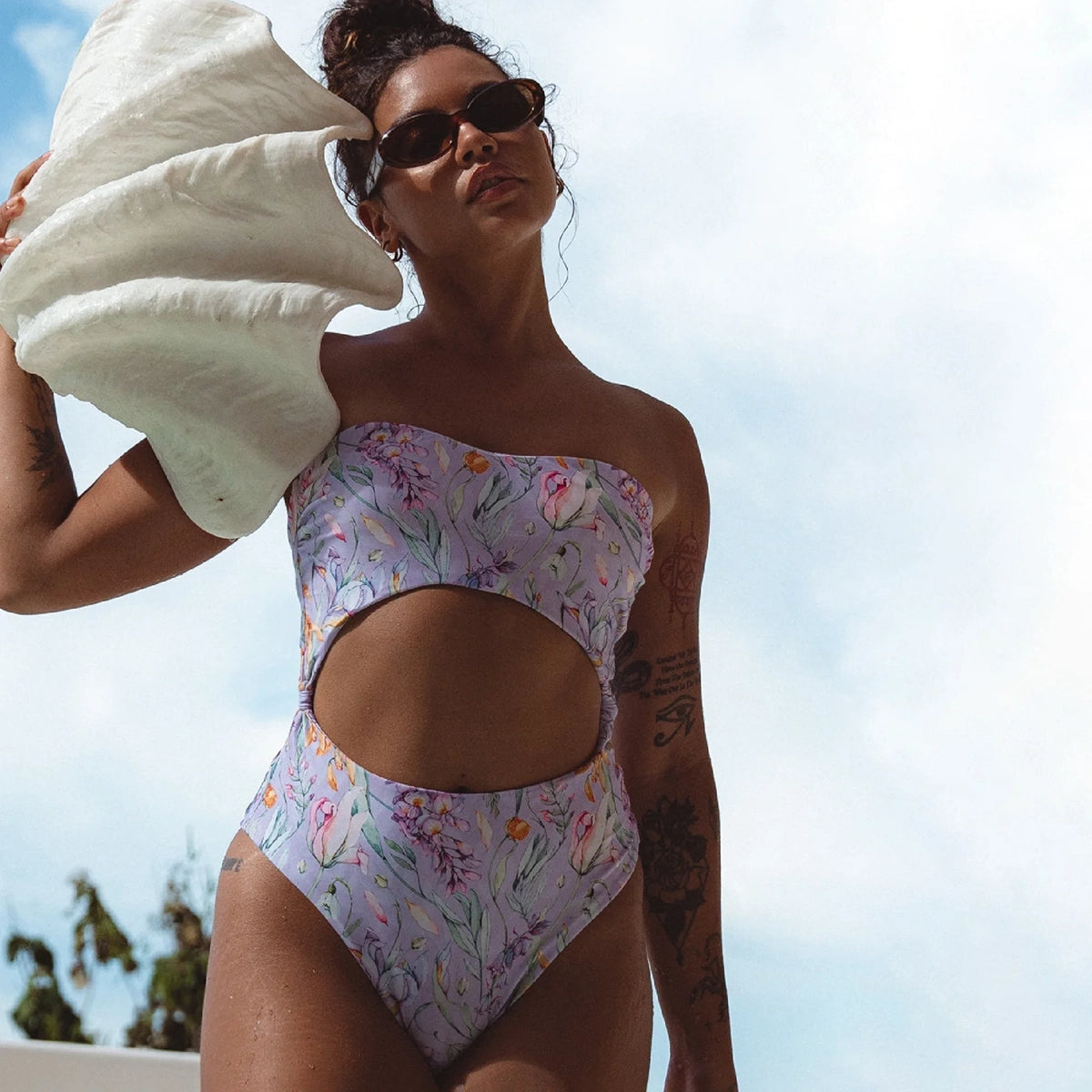 San Leo Cut-out One Piece Swimwear In Botanica