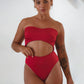San Leo Cut-out One Piece Swimwear In Red Lava