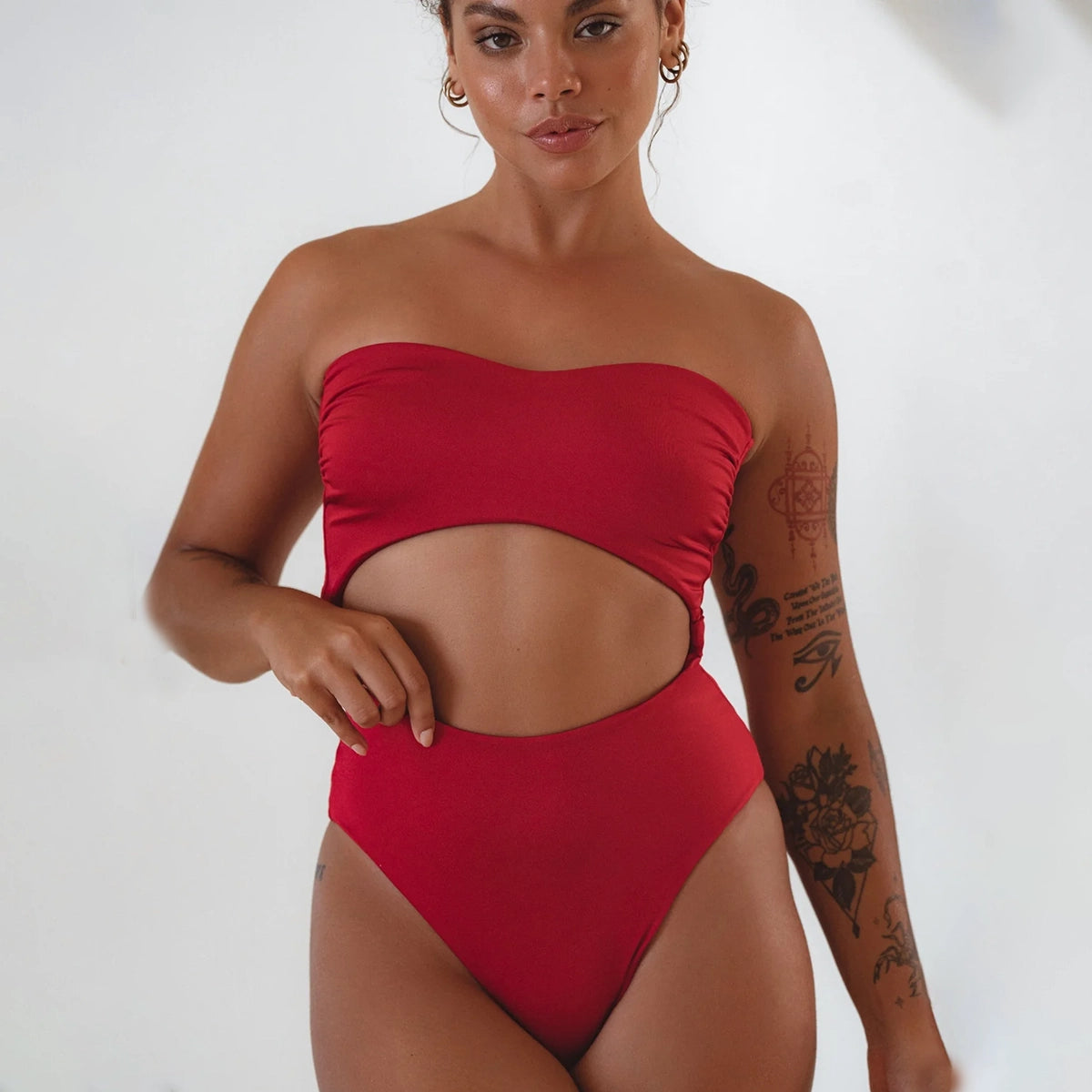 San Leo Cut-out One Piece Swimwear In Red Lava