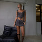 Cotton corset & skirt in grey