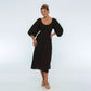 Genevieve Puff Sleeve Midi Dress In Black