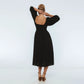 Genevieve Puff Sleeve Midi Dress In Black