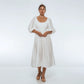 Genevieve Puff Sleeve Midi Dress In White