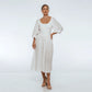 Genevieve Puff Sleeve Midi Dress In White