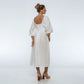 Genevieve Puff Sleeve Midi Dress In White