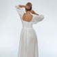 Genevieve Puff Sleeve Midi Dress In White