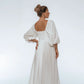 Genevieve Puff Sleeve Midi Dress In White