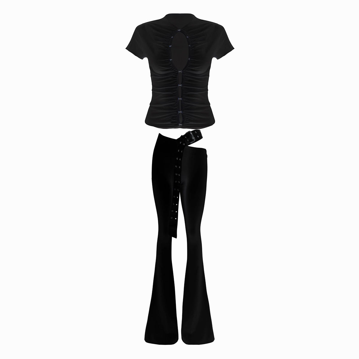 Valkrie Set Tee Pants Belt Black