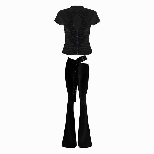Valkrie Set Tee Pants Belt Black