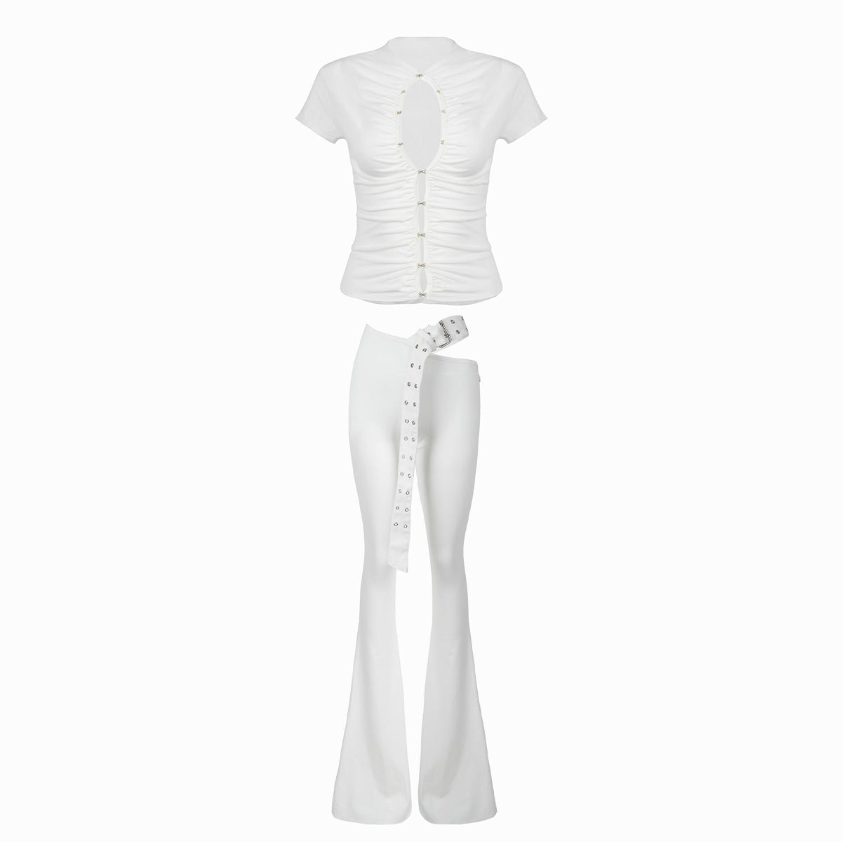 Valkrie Set Tee Pants Belt White