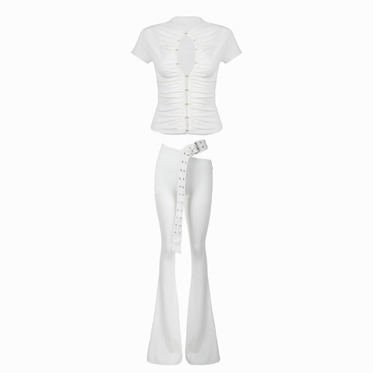 Valkrie Set Tee Pants Belt White