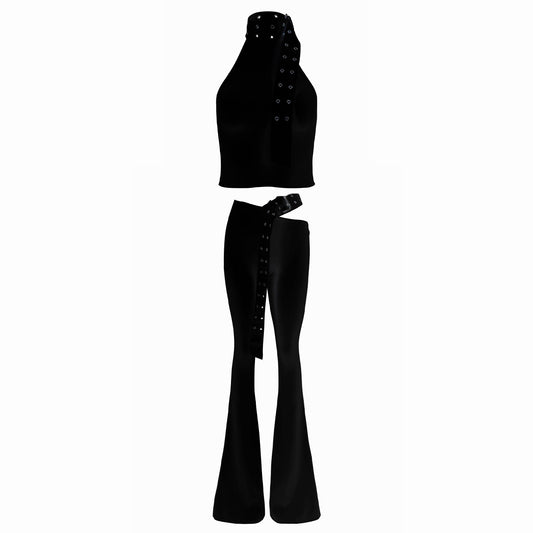 Valkrie Set Top Pants Belt Black