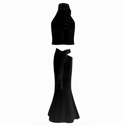 Valkrie Set Top Skirt Black