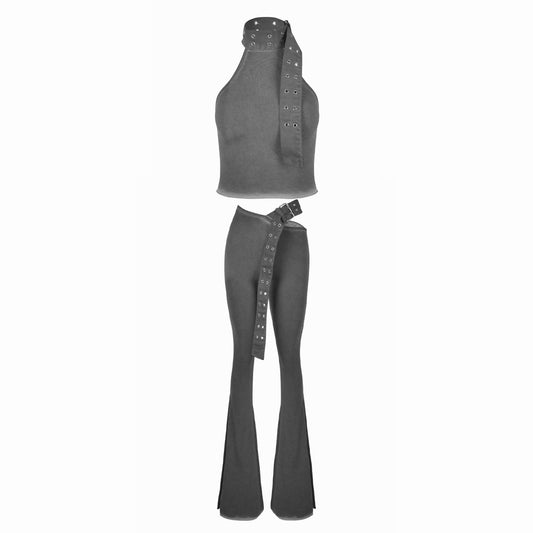Valkrie Set Top Pants Belt  Grey