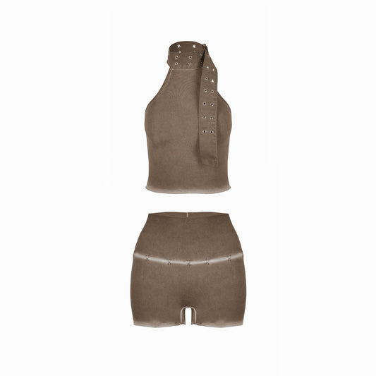 Valkrie Set Top Short Brown