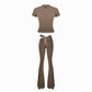 Valkrie Set Tee Pants Belt Brown