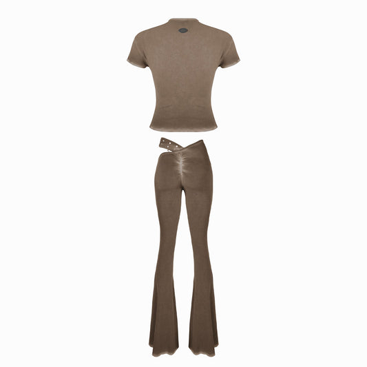 Valkrie Set Tee Pants Belt Brown