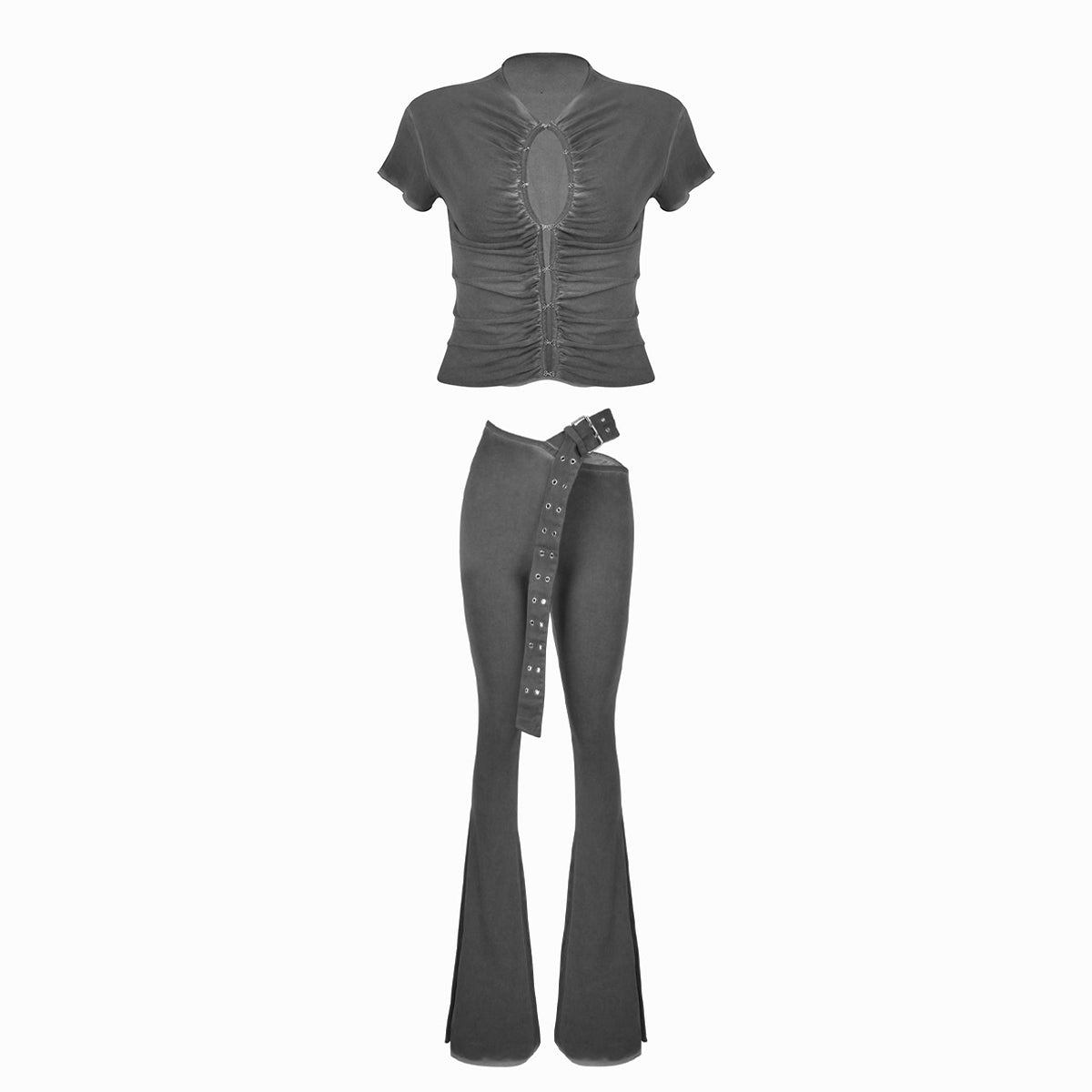Valkrie Set Tee Pants Belt Grey