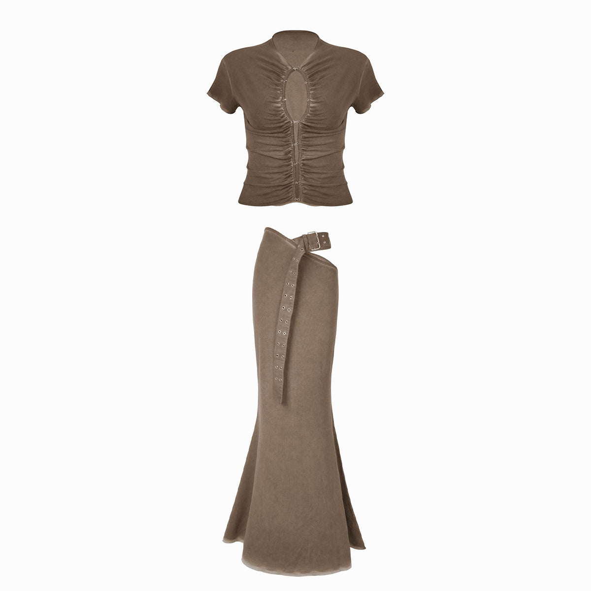 Valkrie Set Tee Skirt Brown