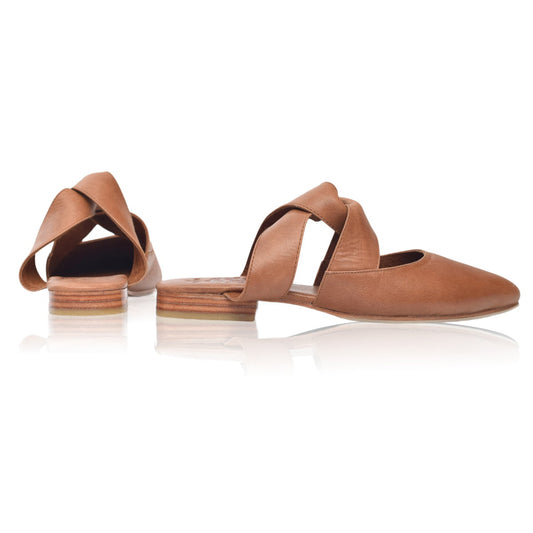 Taj Mahal Pointy Toe Mules In Camel