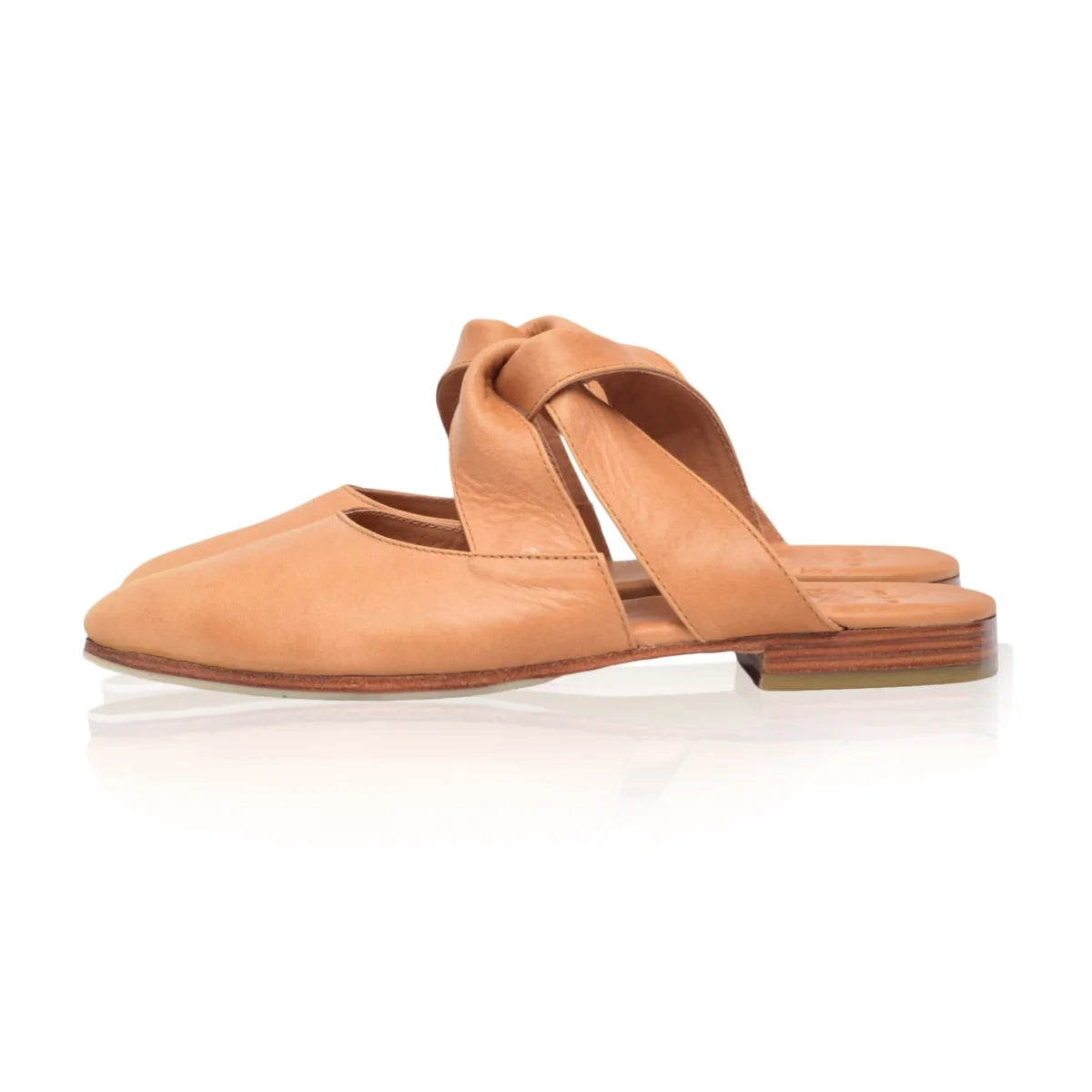 Taj Mahal Pointy Toe Mules In Tan