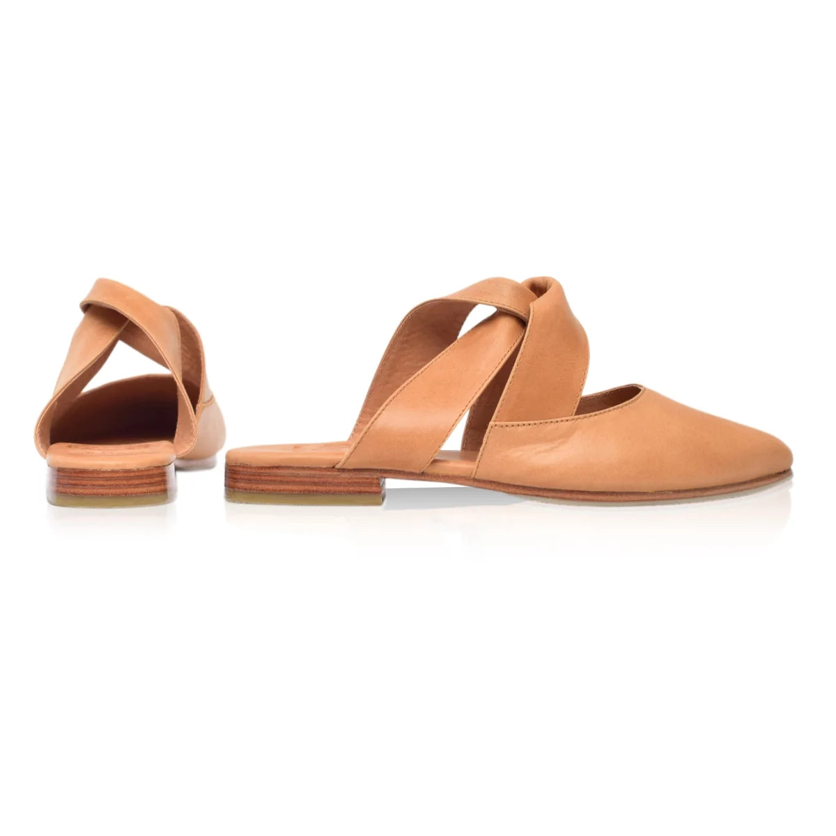Taj Mahal Pointy Toe Mules In Tan