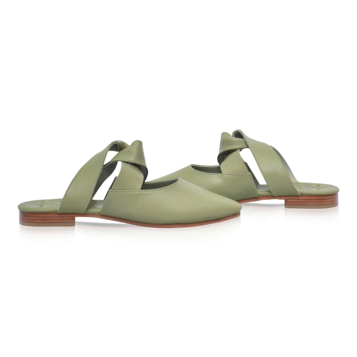Taj Mahal Pointy Toe Mules In Olive Green