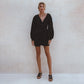 Ti Amo Linen Wrap Dress In Black