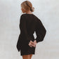 Ti Amo Linen Wrap Dress In Black