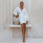 Ti Amo Linen Wrap Dress In White
