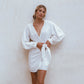 Ti Amo Linen Wrap Dress In White