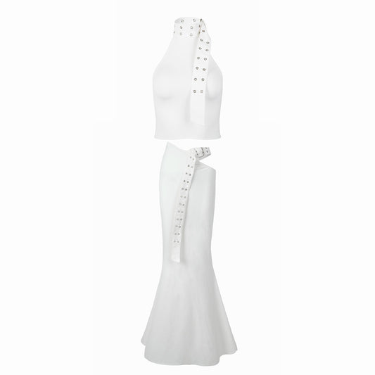 Valkrie Set Top Skirt White