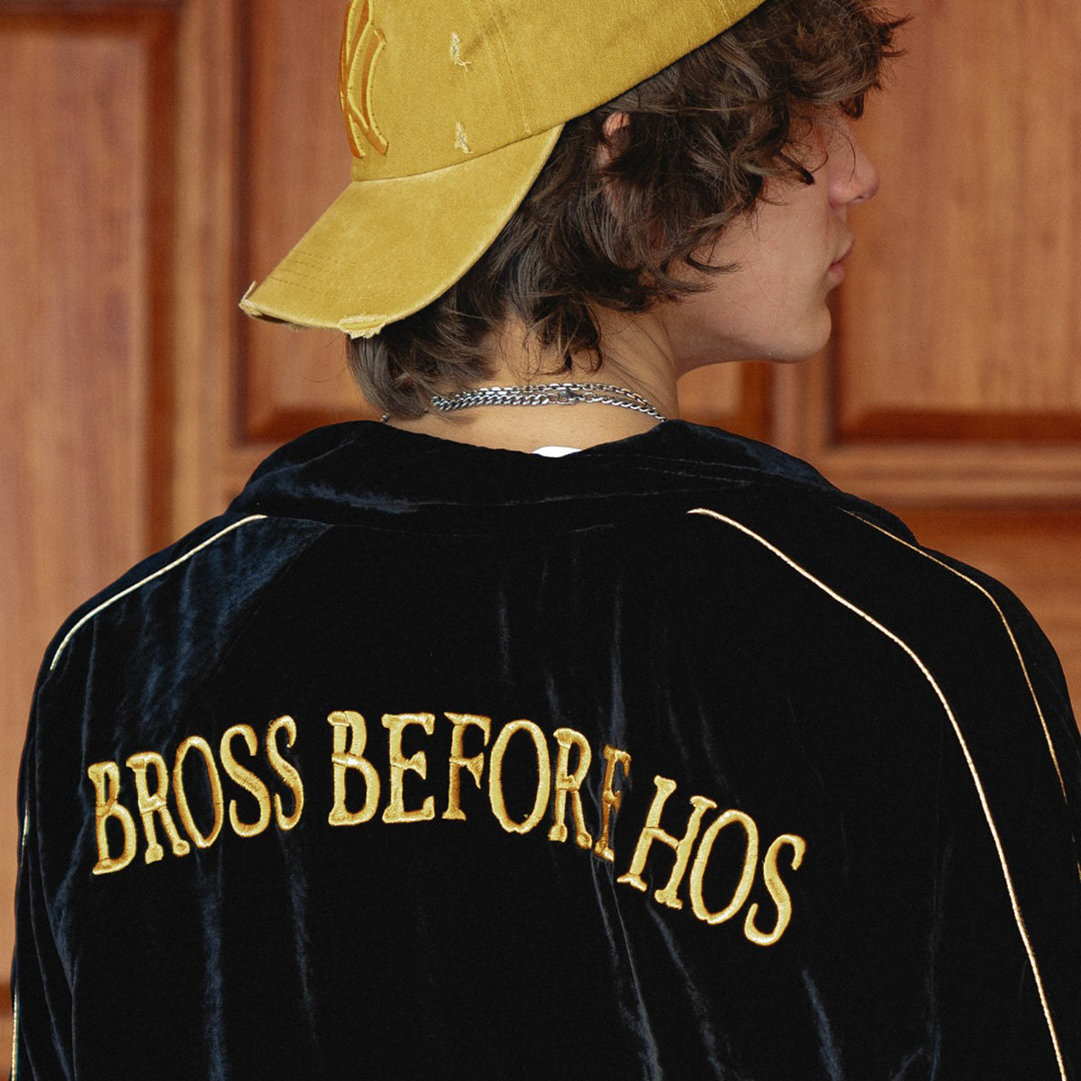 SILK VELVET TRACK JACKET BLACK