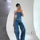 Long Slim Corset Blue Jeans