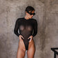 Transparent Bodysuit Black