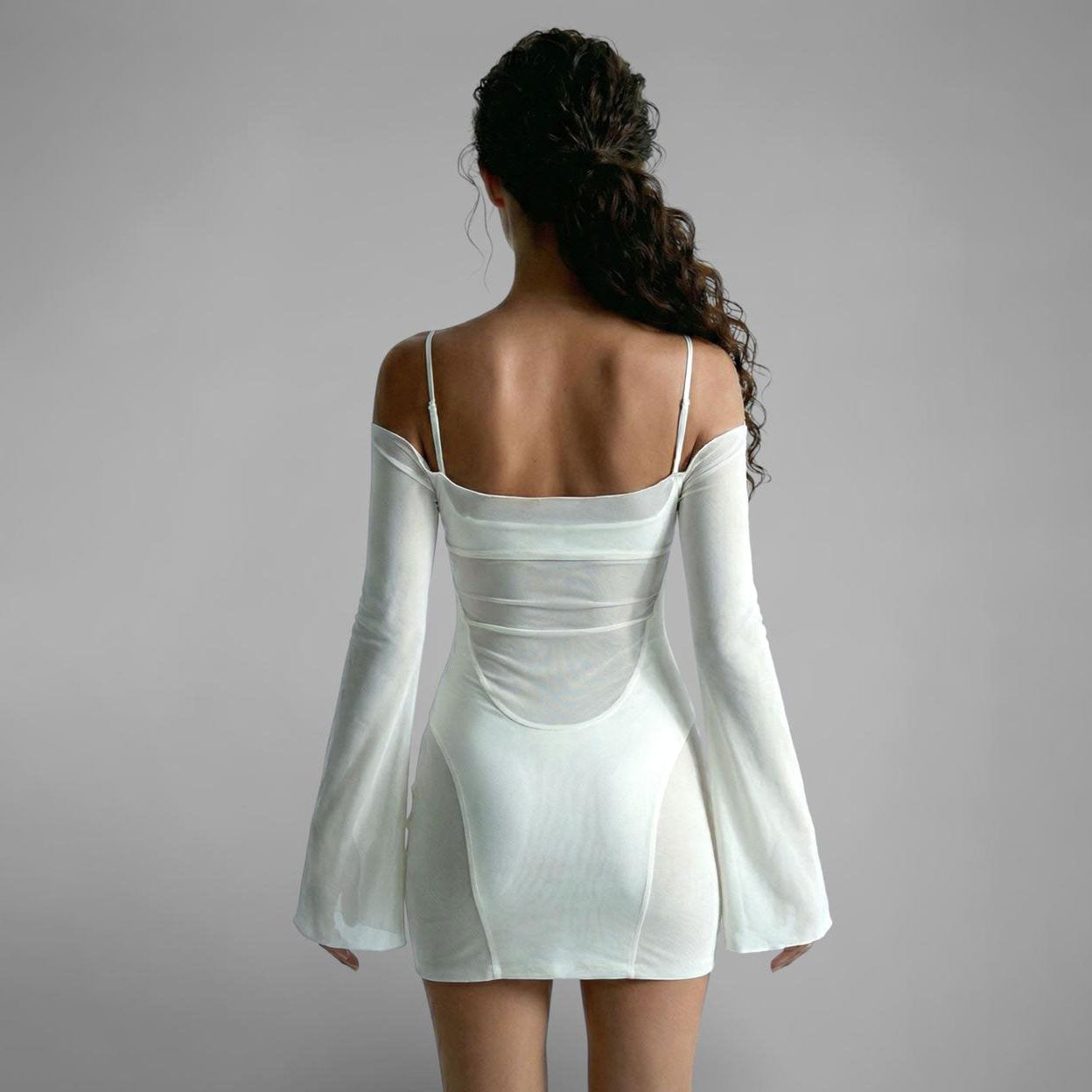 Mesh Dress In White