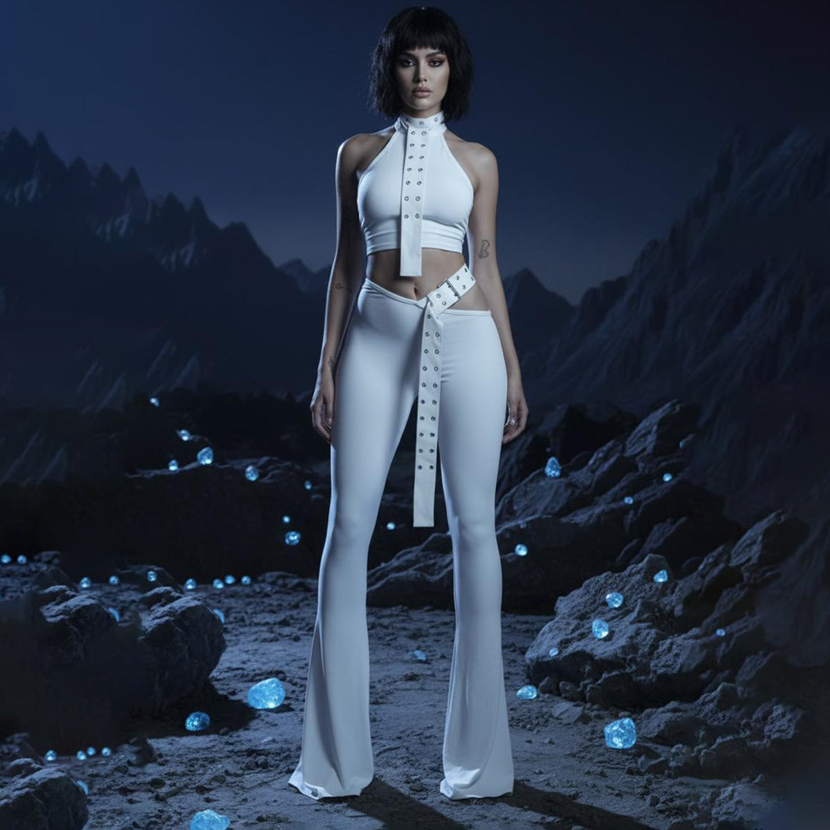 Valkrie Set Top Pants Belt White